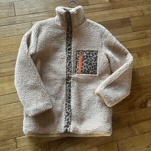 Brown Cheetah Fleece Jacket Size Small‎ Women's